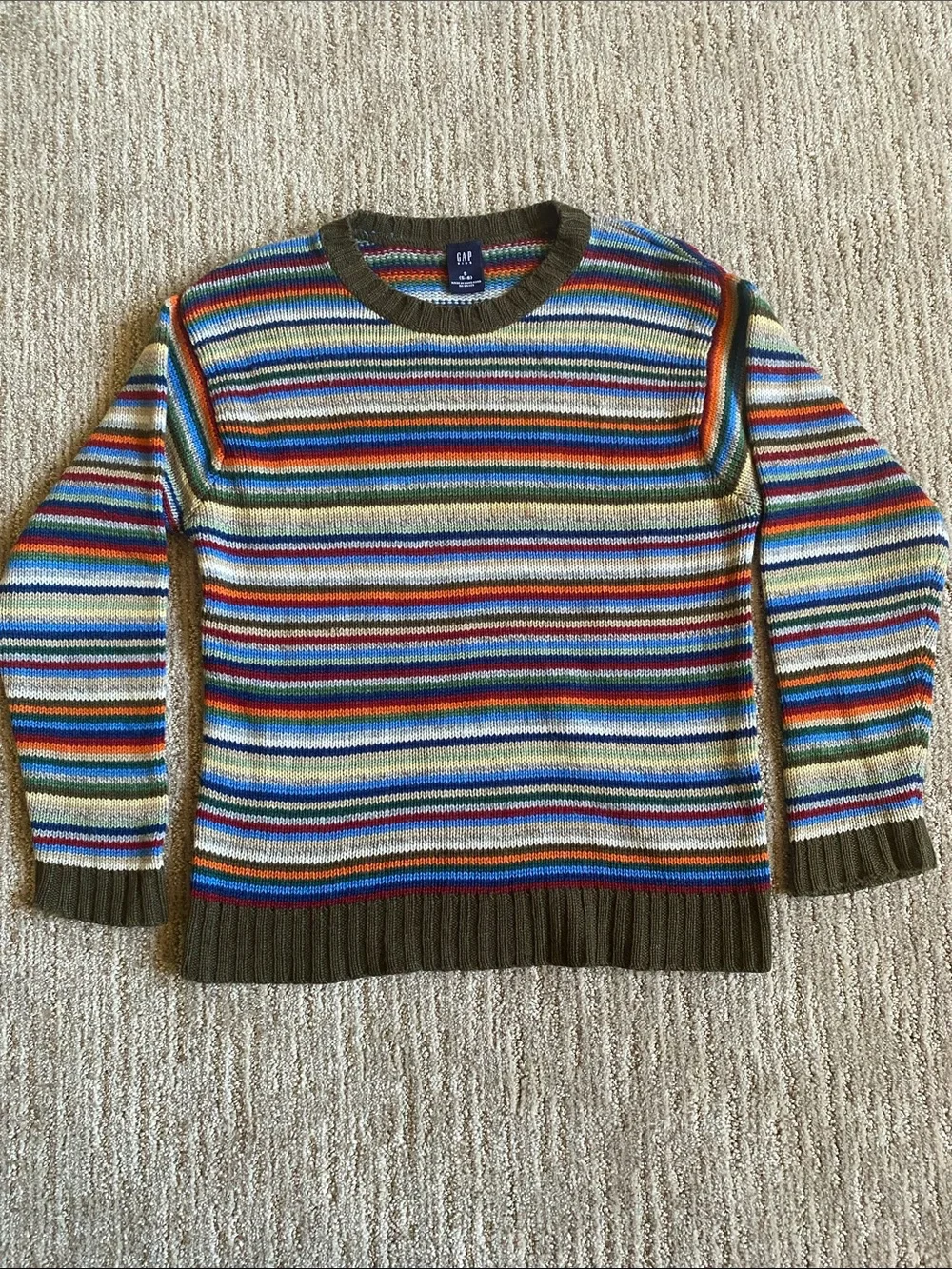 Lamb’s Wool GAP Kids Knit Striped Multicolor Crewneck Sweater
